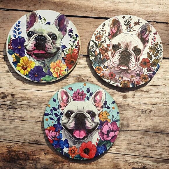 French Bulldog Wooden Coaster Set – Decorative Dog Design - Picture 2 of 3